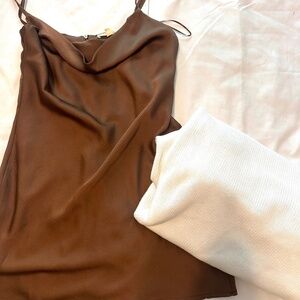Brown cawl neck mini dress